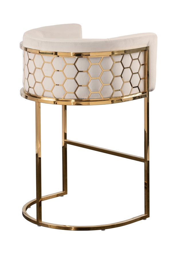 Image of Alveare Counter Stool Brass - Chalk