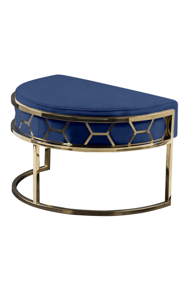 Image of Alveare Footstool Brass - Royal Blue