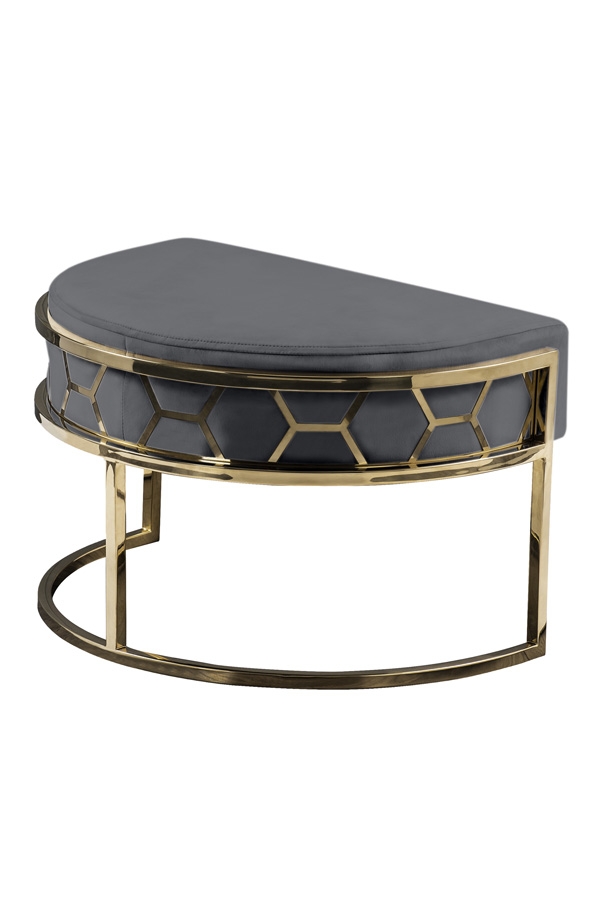 Alveare Footstool Brass -Smoke Grey