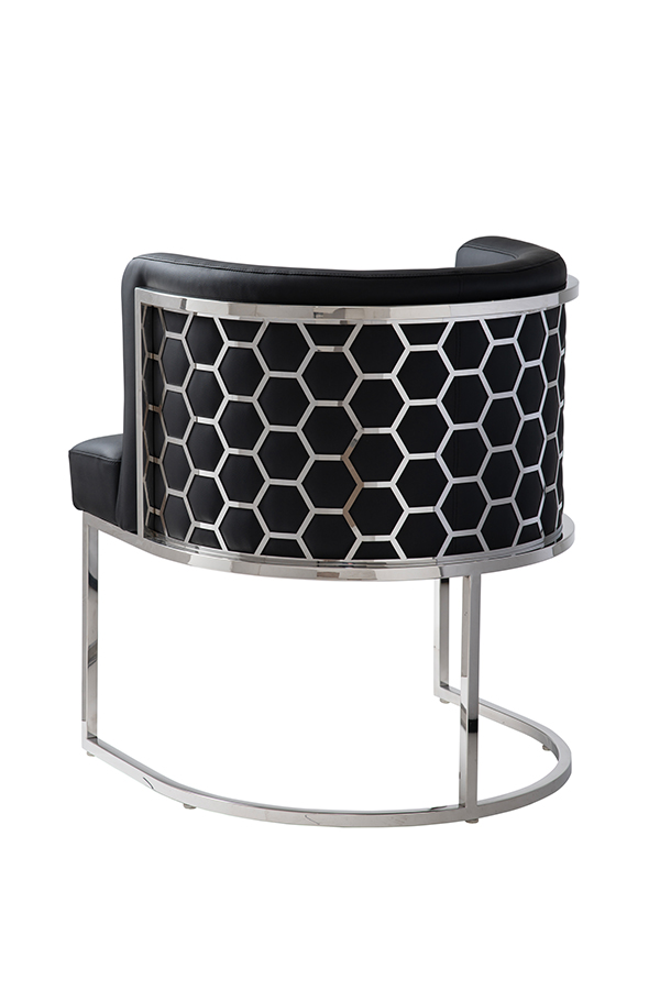 Image of Alveare Dining Chair Silver ??? Black Faux Leather