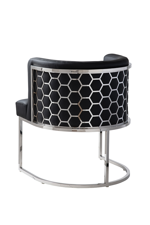 Alveare Dining Chair Silver – Black Faux Leather