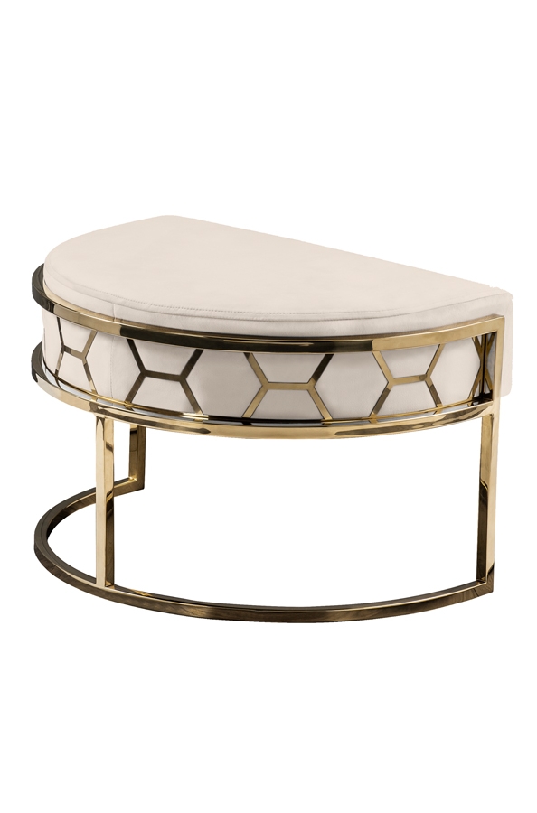 Image of Alveare Footstool Brass - Chalk