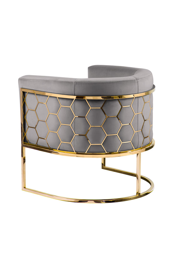 Image of Alveare Tub Chair Brass - Dove Grey