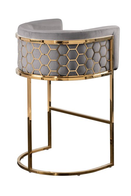 Image of Alveare Counter Stool Brass - Dove Grey