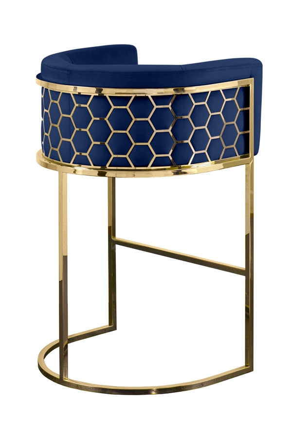 Image of Alveare Counter Stool Brass - Royal Blue