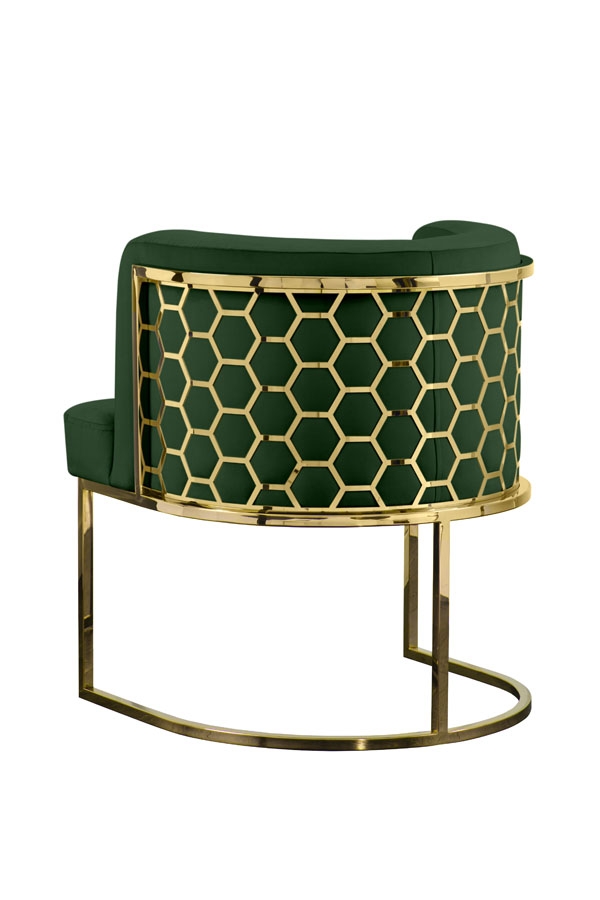 Image of Alveare Dining Chair Brass - Bottle Green