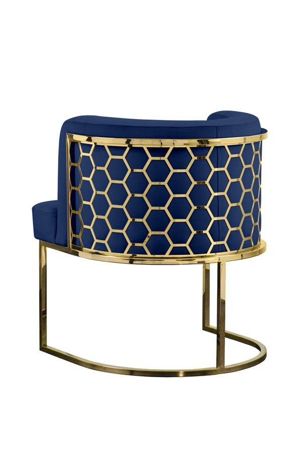 Image of Alveare Dining Chair Brass - Royal Blue
