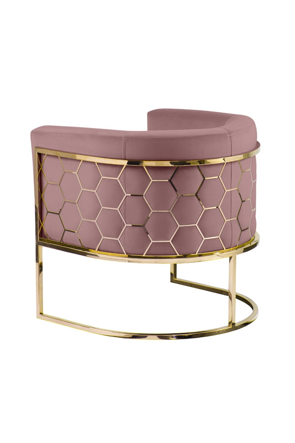 Image of Alveare Tub Chair Brass - Blush pink