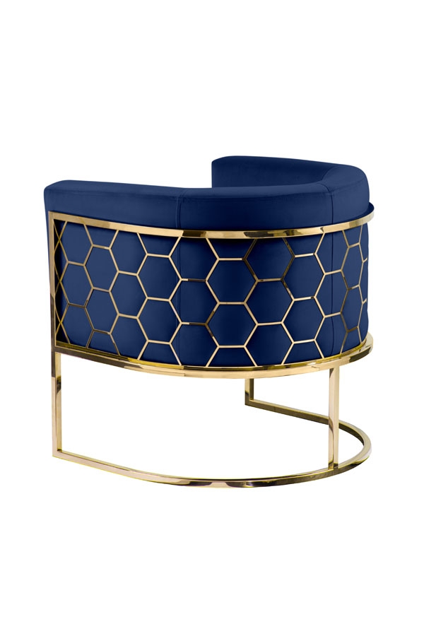 Image of Alveare Tub Chair Brass - Royal blue