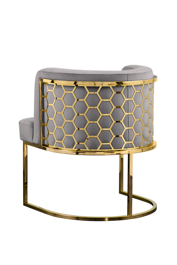 Image of Alveare Dining Chair Brass - Dove Grey