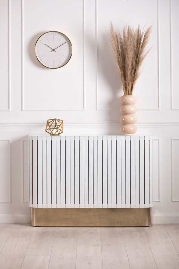 Image of Anastasia White Glass Radiator Cover - Brass