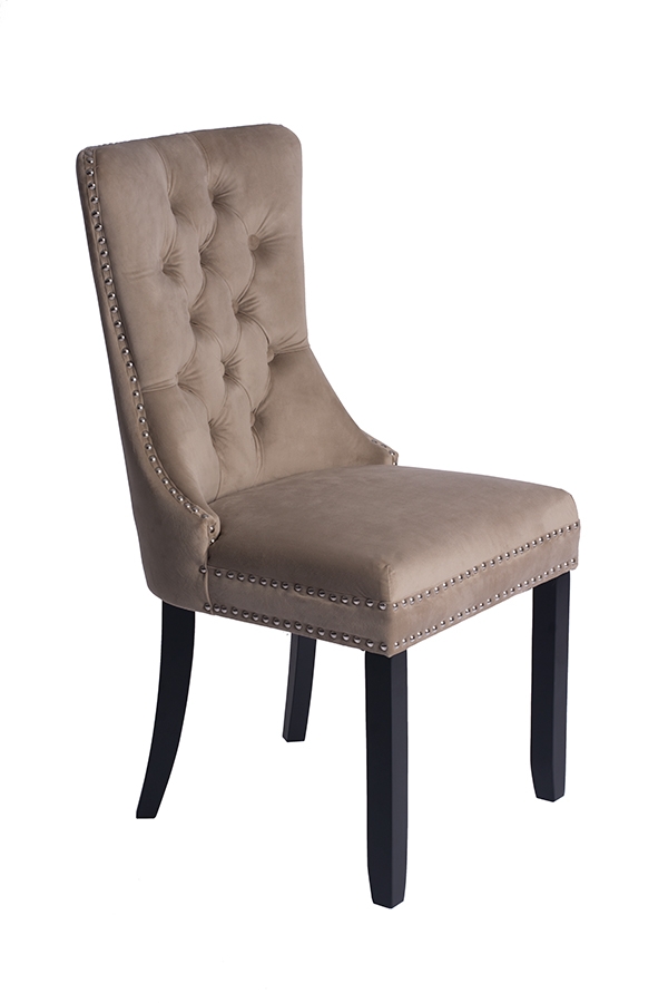 Antoinette Taupe Dining Chair Black Legs Back Ring My Furniture