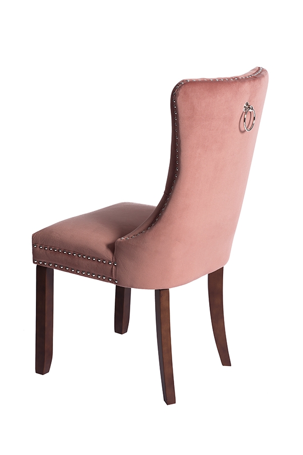 Blush Pink Dining Chair Walnut Legs Back