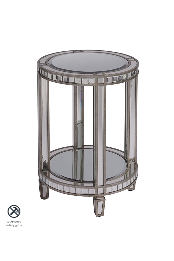 Antoinette Toughened Side Table, Mirrored Sofa Side Table