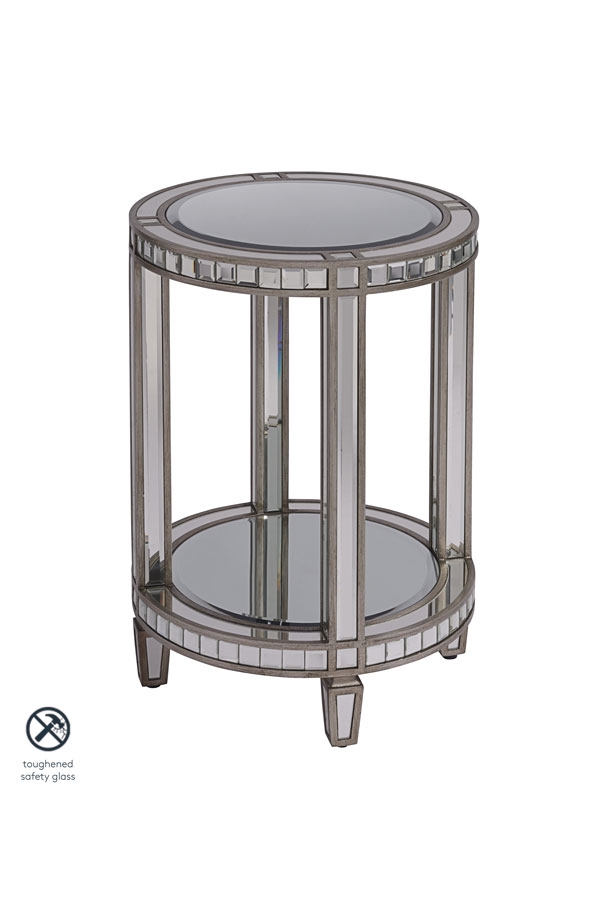 Antoinette Toughened Side Table Mirrored Curved Furniture My Antoinette Toughened Side Table, Mirrored Sofa Side Table