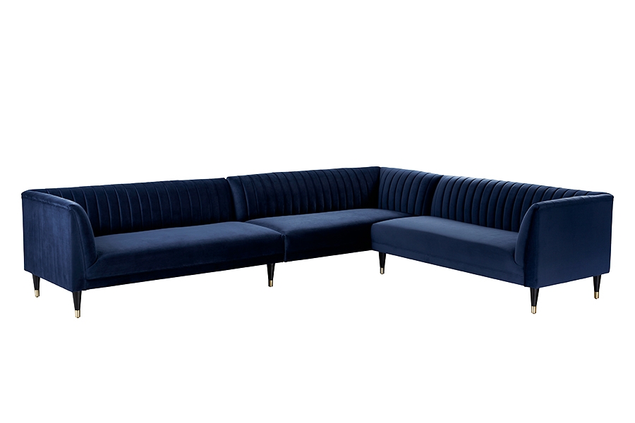 Image of Baxter Large Right Hand Corner Sofa - Navy Blue