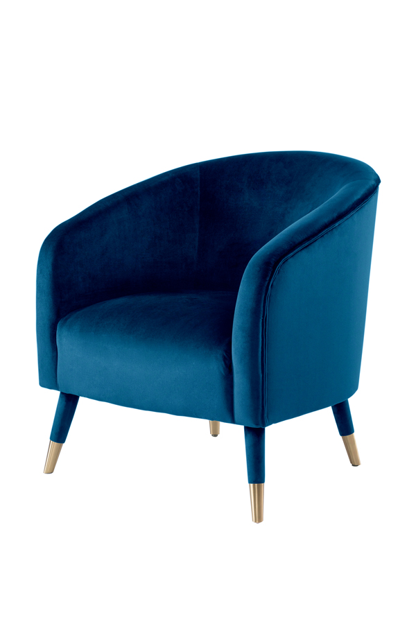 Image of Bellucci Armchair - Navy Blue - Brass Caps