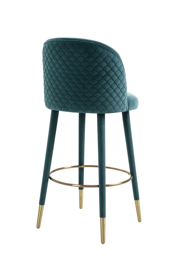 Bellucci Scales Counter Stool - Peacock - Brass Caps