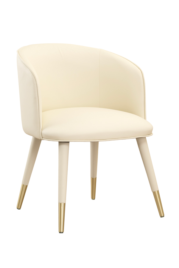 Image of Bellucci Dining Chair - Cream Faux Leather ??? Brass Caps