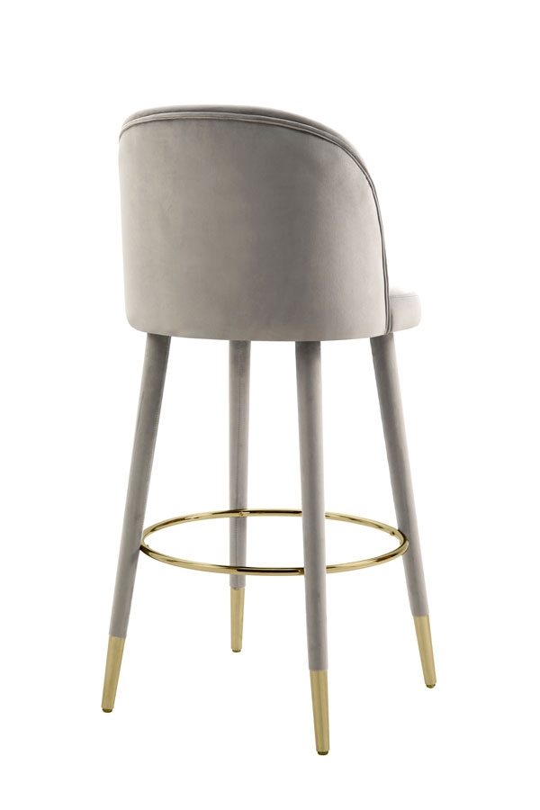 Bellucci Counter stool - Dove Grey - Brass Caps