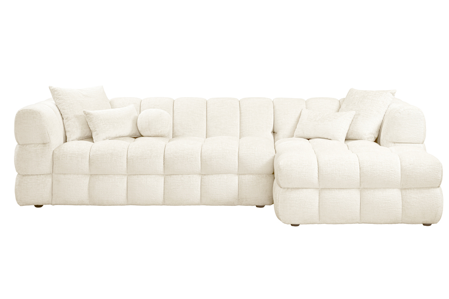 Berlin Right Hand Corner Sofa - Ivory Chenille