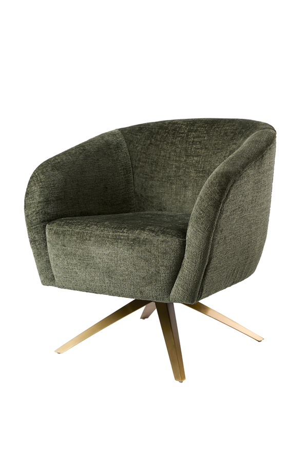Brodie Swivel Chair – Forest Green – Brass Base