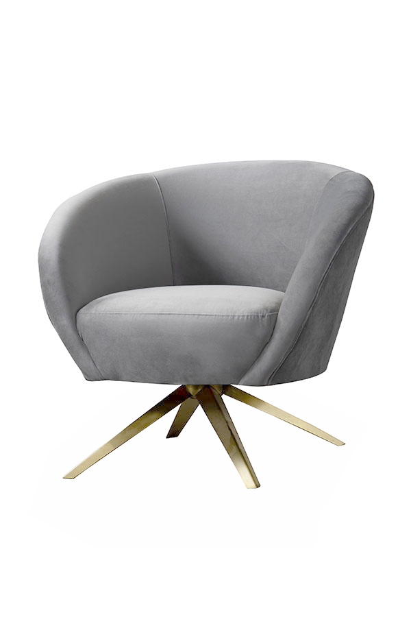Brodie Swivel Chair - Dove Grey - Brass Base