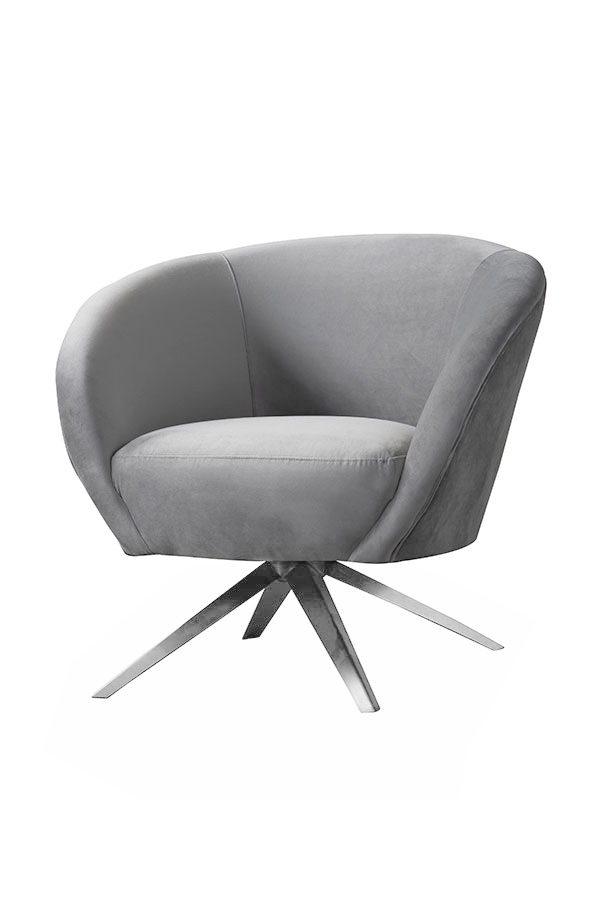 Brodie Swivel Chair - Dove Grey - Silver Base