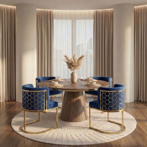 Alveare Dining Chair Brass - Royal Blue