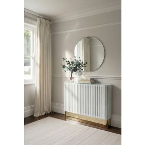 Anastasia Cache-radiateur en verre blanc, base laiton