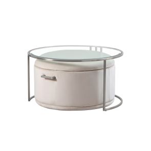 Aria Plata Mesa de Centro y Otomana de almacenamiento Tiza - Set 