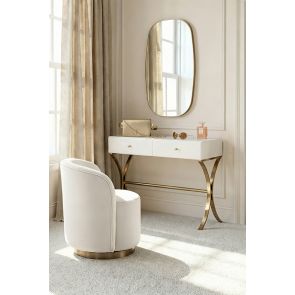 Aurelia White Glass and Champagne Gold Console Table