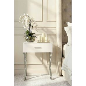 Aurelia Comodino/Tavolino in Vetro bianco
