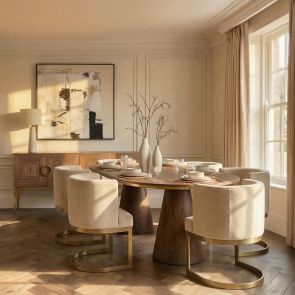 Brewster Capsule Dining Table and 6 Lasco Chalk Chairs