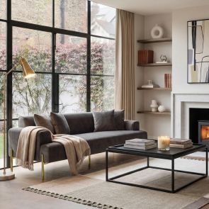 Duke Three Seat Sofa - Carbon - Brass base