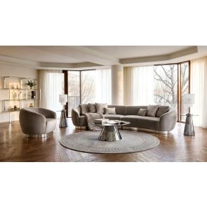 Equinox Six Seat Sofa – Dove Grey – Polished Chrome Base