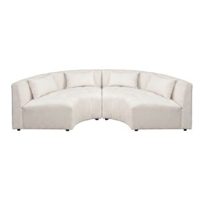 Essen 2 x Curved Corner Sofa Ivory Chenille