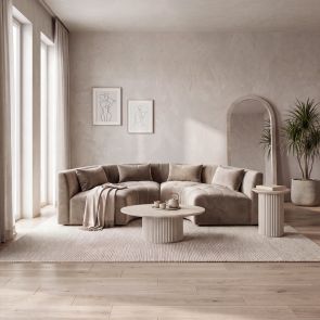 Essen 2 x Curved Corner Sofa Taupe