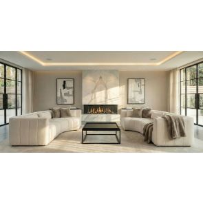 Essen Left Hand Curved Corner Sofa – Ivory Chenille 