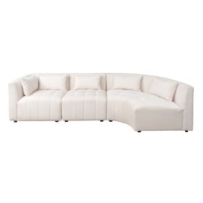 Essen Right Hand Curved Corner Sofa – Ivory Chenille 