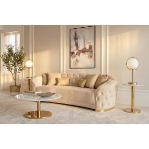 Fairfield Three Seat Sofa - Chalk - Brass base