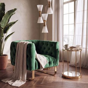 Grosvenor Armchair - Bottle Green - Brushed Brass