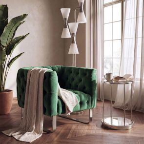 Grosvenor Armchair - Bottle Green - Brushed Silver