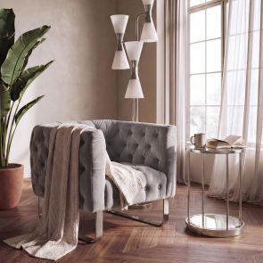 Grosvenor Poltrona - Grigio tortora - Argento spazzolato
