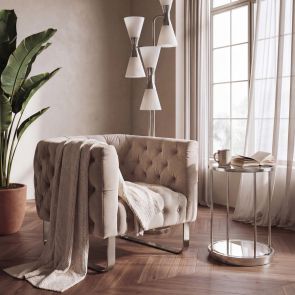 Grosvenor Armchair - Taupe - Brushed Silver 