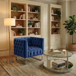 Grosvenor - Sillón de color azul marino - Plata cepillada