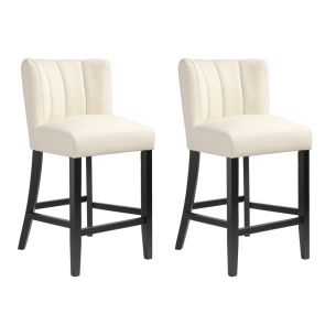 Hatfield Set de 2 Taburete de mostrador - Piel PU Crema