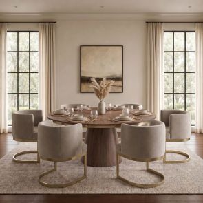 Lasco Dining Chair - Taupe - Brushed Brass Base