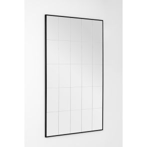 Ludlow Large Industrial Windowpane Leaner Mirror - Matt Black