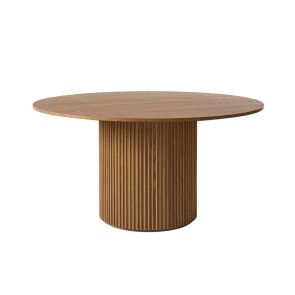 Ophelia Chestnut Circular Dining Table and 4 Madison Light Taupe Dining Chairs